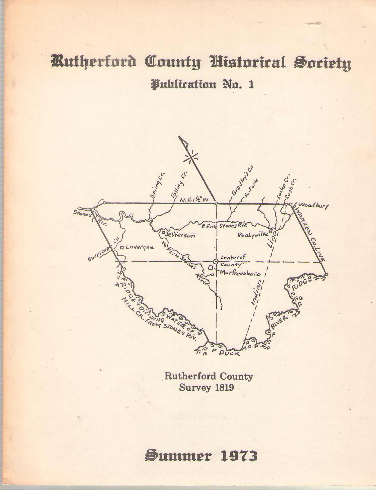 Image for Rutherford County Historical Society Publication No. 1 June 1973