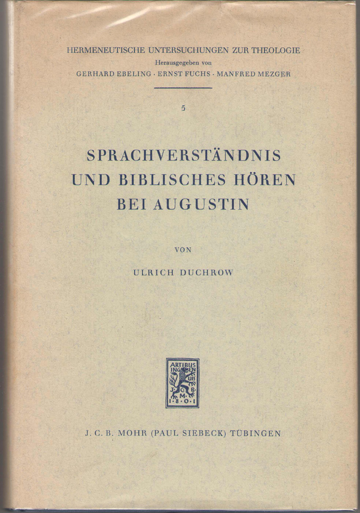 Image for Sprachverstandnis Und Biblisches Horen Bei Augustin