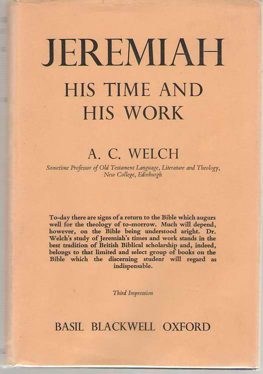 Image for Jeremiah His Time and His Work