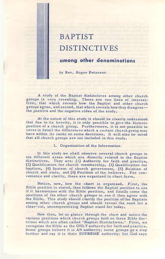 Image for Baptist Distinctives Among Other Denominations